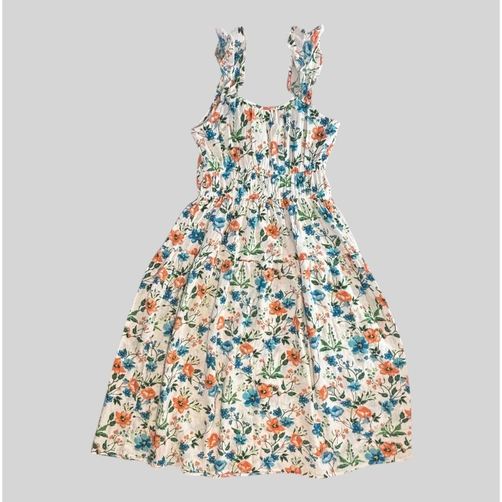 NEW Peyton & Parker Women's XS Sleeveless Blue Orange Floral Midi Dress